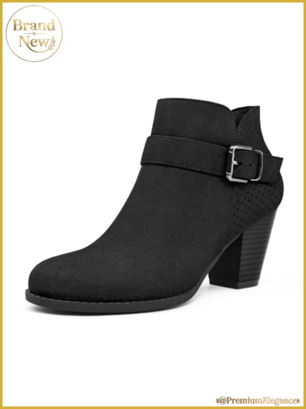 Women's Ankle Boots Chunky Heel Booties Side Zipper
